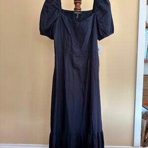 NWT Ellen Tracy Navy Blue Linen Dress Size M